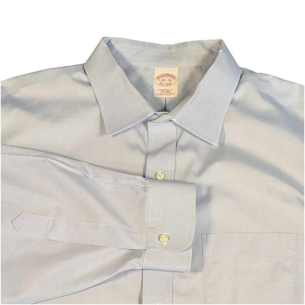 Brooks Brothers Men's Dress Shirt 18.5x36 Traditional Fit Blue Non Iron